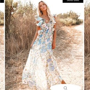 ZABELLE FLORAL RUFFLE CUTOUT MAXI DRESS size Small